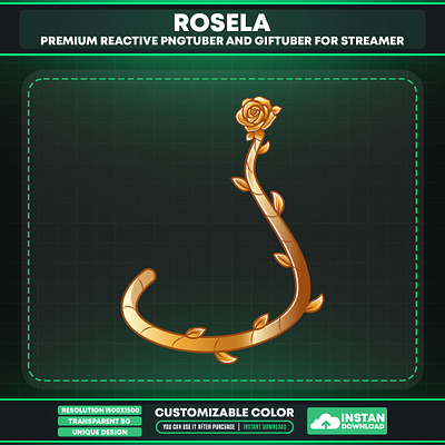 Golden Rosela Tail Accessory for VTuber/Avatar vtuber aset design