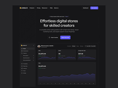 Effortless digital stores — Untitled UI b2b dark mode dark ui darkmode design system landing page marketing site marketing website minimal minimalism saas ui design ui library web design website design