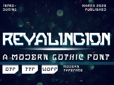 Revalingion – Modern Sci Fi Font ai brand brands design font future futuristic illustration mecha modern new robot tech trend typeface typography ui unique vintage web