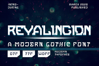 Revalingion – Modern Sci Fi Font ai brand brands design font future futuristic illustration mecha modern new robot tech trend typeface typography ui unique vintage web