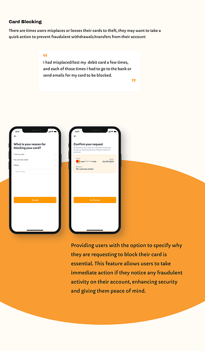 Card blocking product design ui ux