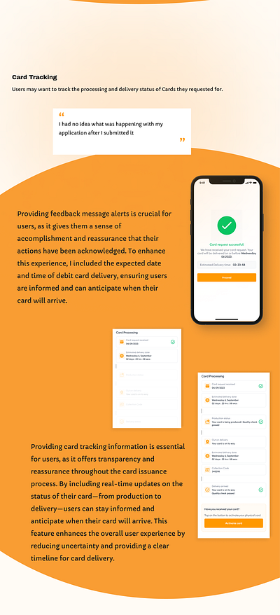 Tracking Card Delivery product design ui ux