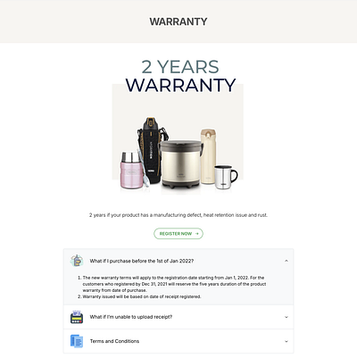 Warranty & FQAs coding css design e commerce fqa frontend html ui uiux warranty