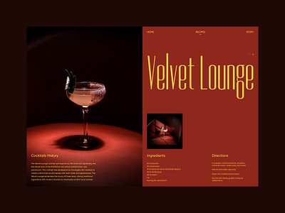 Website Design. Lounge Bar bar cocktails design future homepage ingredients lounge modern recipes ui velvet web