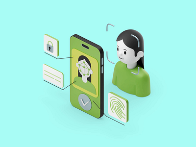 Face ID technology on phone 3d 3d illustration 3d modeling animation blender face id phone