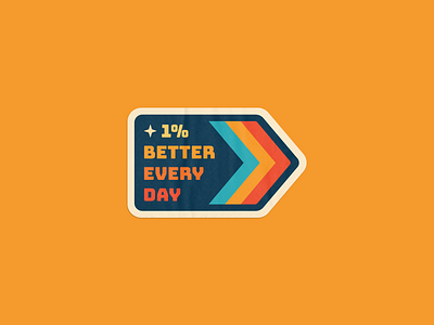 1% Better Every Day – Motivational Sticker Design 80s dailyimprovement growthmindset motivationalsticker positivevibes retro smallsteps sticker stickers