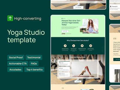 Yoga Studio: Landing page template conversion centric design free landing page landing page template ltemplate web design website yoga yoga landing page