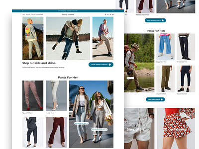 Step outside and shine with Trendy Threads – a modern e-commerce clean e commerce landing page minimal uxui web design