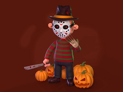 Freddy Voorhes or Jason Krueger? 3d art blender character freddy halloween horror illustration jason model modeling monster movie spooky toy voorhees