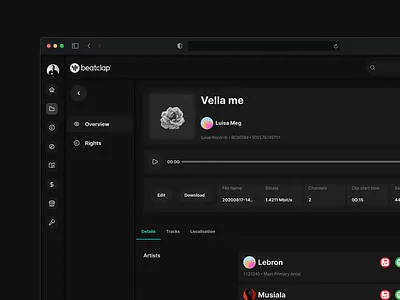 Artist Profile assets catalog darkmode dashboard musicapp songs tune webapp