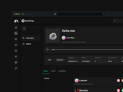 Artist Profile assets catalog darkmode dashboard musicapp songs tune webapp