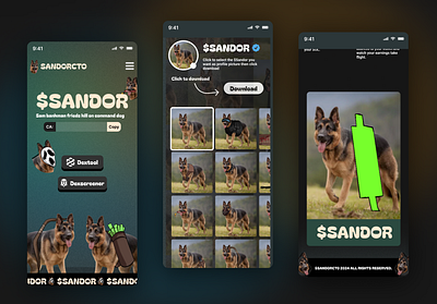Sandor MemeCoin Website - Sol crypto memecoin product design ui web3