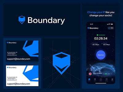 Boundary VPN App - Branding brand brand identity branding cybersecurity design graphic design identity internet ip logo mobile app privacy proxy secure security app server vpn vpn app