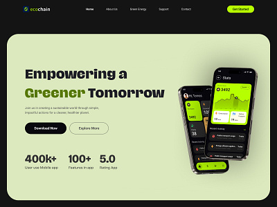 EcoChain | Empowering Greener Tomorrow branding clean eco friendly eco website green tech icon netro systems renewable energy website sustainable web3