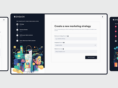 Zaqlick Onboarding - AI Marketing Web App ai app clean design illu illustration input marketing minimal onboarding progress bar ui ux web