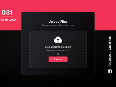 DAY-031 FILE UPLOAD 100 days ui 100days 100daysofui appdesign daily ui challenge design design challenge figma file file upload landing page ui upload upload file user exprience user interface ux web design