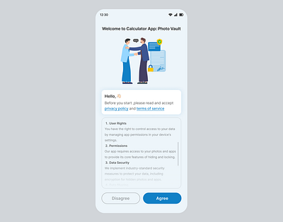 Consent Form UI appconsentform appdesign appprivacy calculatorvault consentform dataprotection hiddengallery photovault privacyapp securegallery securityapp uielements userconsent uxdesign