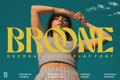 Broone Font alternate branding creative decorative design display elegant font groovy ligature logo luxury psychedelic retro trendy typeface unique vintage youth