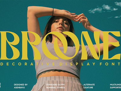 Broone Font alternate branding creative decorative design display elegant font groovy ligature logo luxury psychedelic retro trendy typeface unique vintage youth