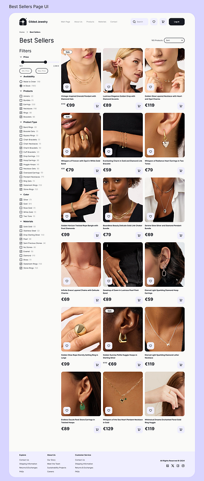 Jewelry E-Commerce Products Page UI ecommerce figma jewelry products ux