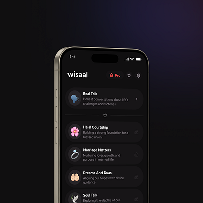 wisaal App homepage clean islamic minimalist mobile app social app ui ux