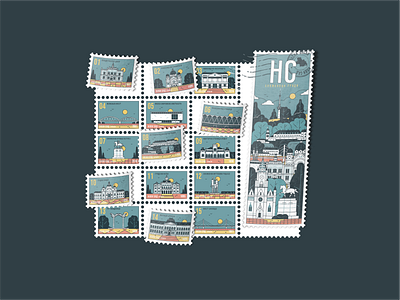 Novi Sad Postmarks branding building city design graphic design icon icon set illustration landscape location logo mocup monuments novi sad place postage postmark serbia stamp vector