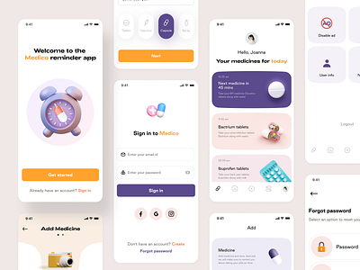 Medicine Reminder App app application design doctor figma healthcare hospital ios android medical medicine mobile neel patient pills prakhar sharma sign in ui user interface experience ux