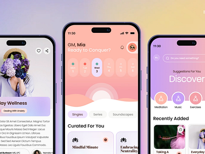 EmpowHer | Women's Mental Health Concept App app appdesign design designforwomen dribbbleshots empowherapp health app mentalhealthdesign mentalhealthmatters mentalhealthui product design ui ui design uiconcept uiuxdesign user experience uxforgood wellnessapp women safety womenempowerment