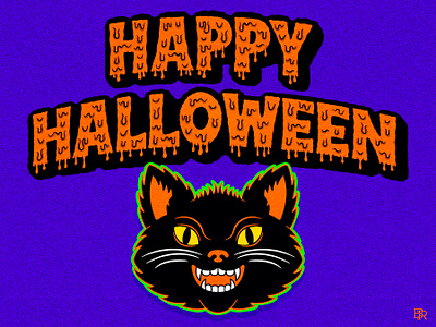 Happy_Halloween_02_BRD_10-31-24 black cat drip type halloween hand lettering happy halloween illustration procreate art procreate brushes