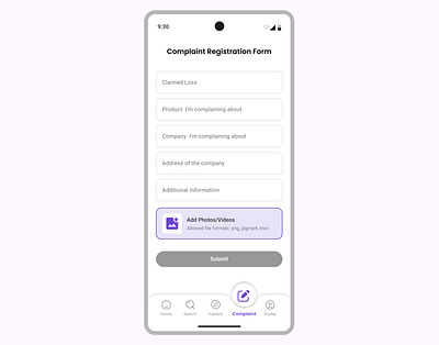 Complaint Form UI appdesign appui complaintform customersupport dribbbleshots feedbackform formdesign interfacedesign issuereport mobileforms uielements userexperience userfeedback userinterface uxdesign