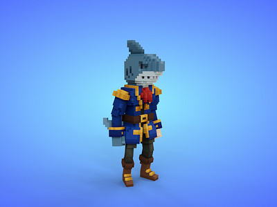 Mutant 1 Voxel Character - 3D Fantasy Creature - Game Asset 3d 3d model avatar character creature fantasy fantasy character game art game asset isometric lowpoly monster mutant pirate sea shark stylized character voxedit voxel voxel art