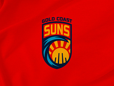 Gold Coast SUNS logo redesign concept 2 afl australia australian rules football brand branding colour design gold coast graphic design illustration logo modern redesign shield sports logo sun team logo vector wave