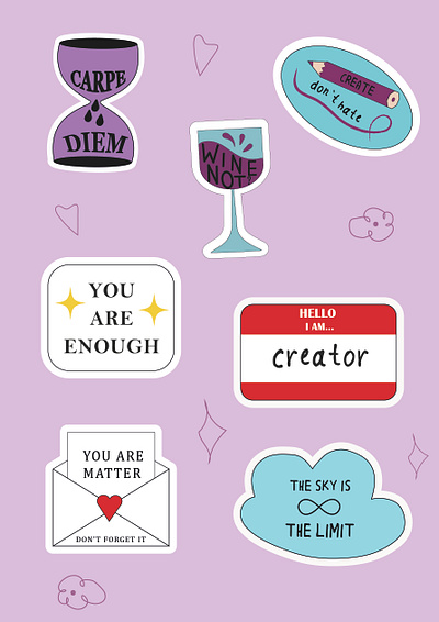 Set of stickers graphic design polygraphy design set of stickers stickers