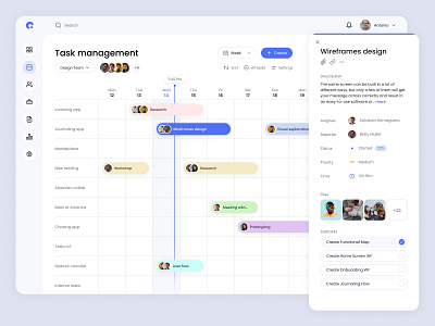 Task management dashboard admin collaboration dashboard design desktop gantt interface layout management navigation productivity sidebar table task tasks team ui ux vector