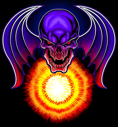 Winged Skull illustration apparel bat branding comic book creepy evil explosion halloween heavy metal illustration illustrations logo poster art skeleton skull vector vector art