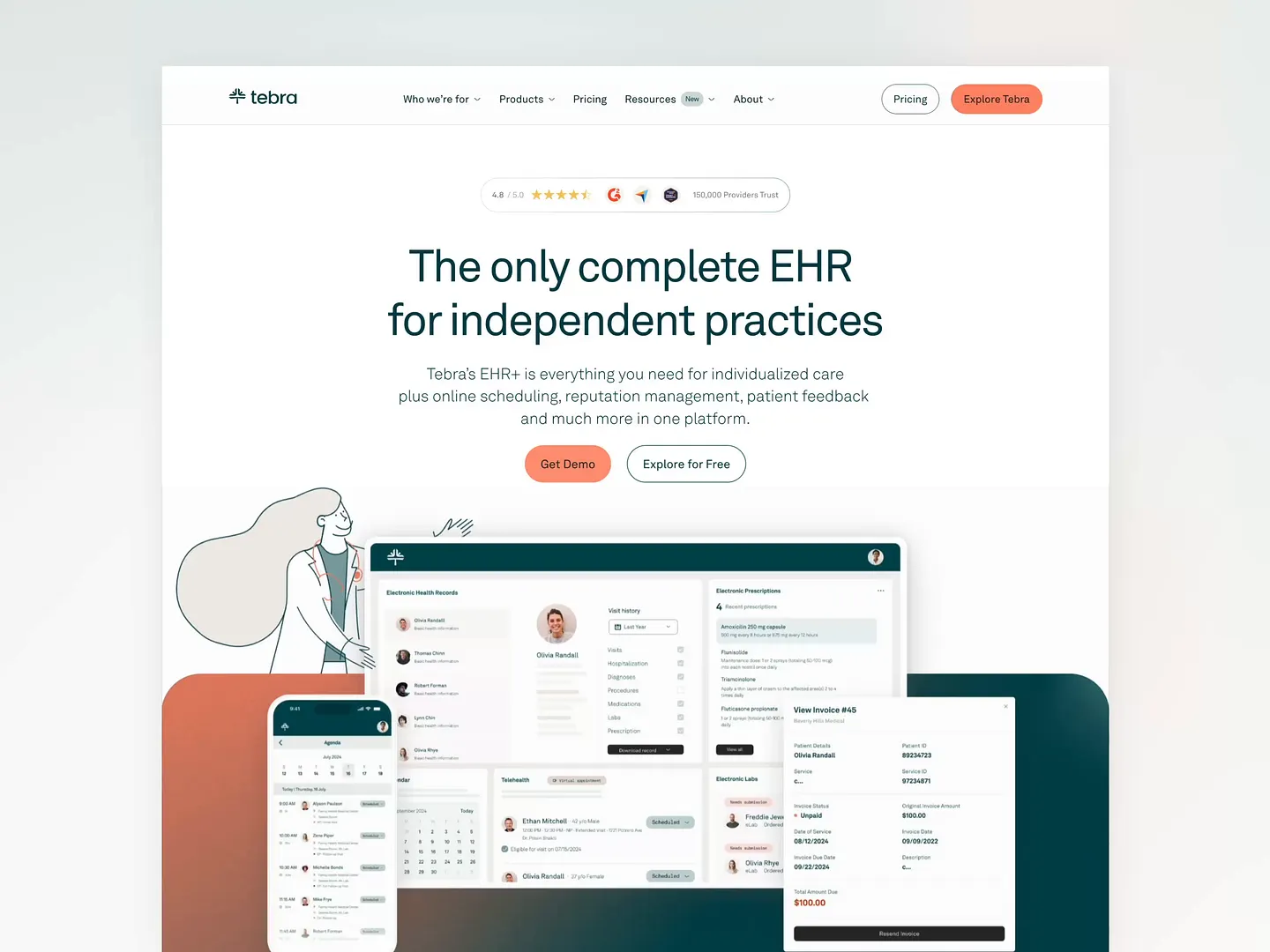 Innovative Product Showcase Section for EHR Solutions