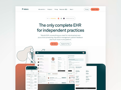 Tebra - New Homepage Design for Enhanced Conversion 🎉 animation clean conversion design doctor healthcare hero hero section homepage landing page landing page ui medical minimal product design saas saas landing page ui ux web design website