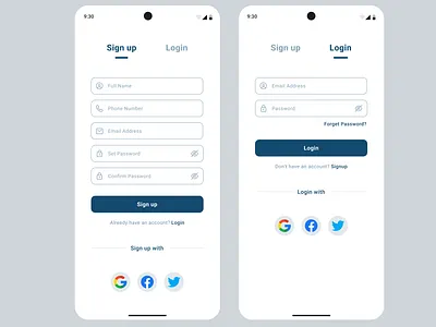 Login and Signup UI appdesign appinterface authenticationui dribbbleshots formdesign loginform loginscreen mobileui onboarding signupform signupscreen uielements uiuxdesign userauthentication userexperience useronboarding uxdesign