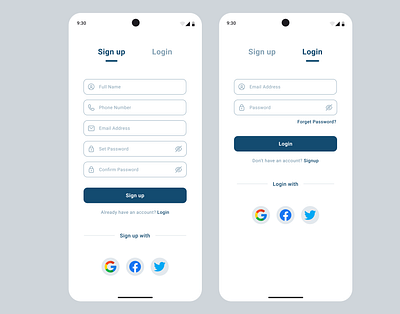 Login and Signup UI appdesign appinterface authenticationui dribbbleshots formdesign loginform loginscreen mobileui onboarding signupform signupscreen uielements uiuxdesign userauthentication userexperience useronboarding uxdesign