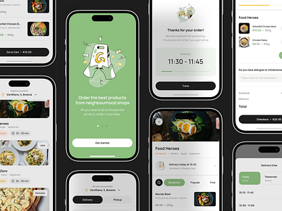 Mobile app design - Food Delivery app delivery design food healthy illustration mobile order prototyping ui ux