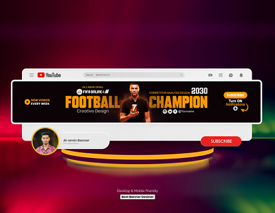 The Top Scorer Football Gaming YouTube Banner Design banner design channel art cover football gaming banner heder the top scorer youtube youtube banner