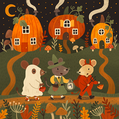 The Trick-or-Treaters digitalart digitalillustration drawing illustration painting procreate