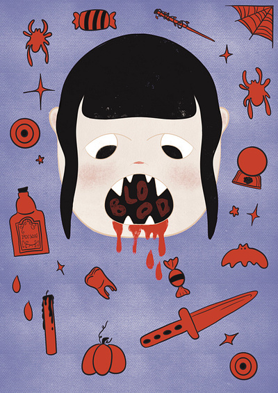 Vampire girl art halloween happyhalloween illustration pattern procreate vampire