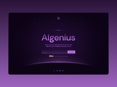 Algenius Waitlist animations dark design effects framer gradient input interactions landing page ui under construction ux waitlist web design webflow website