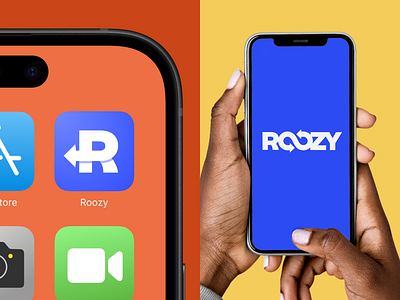 Roozy App app arrow branding infinity logo mark packaging recycle visual identity