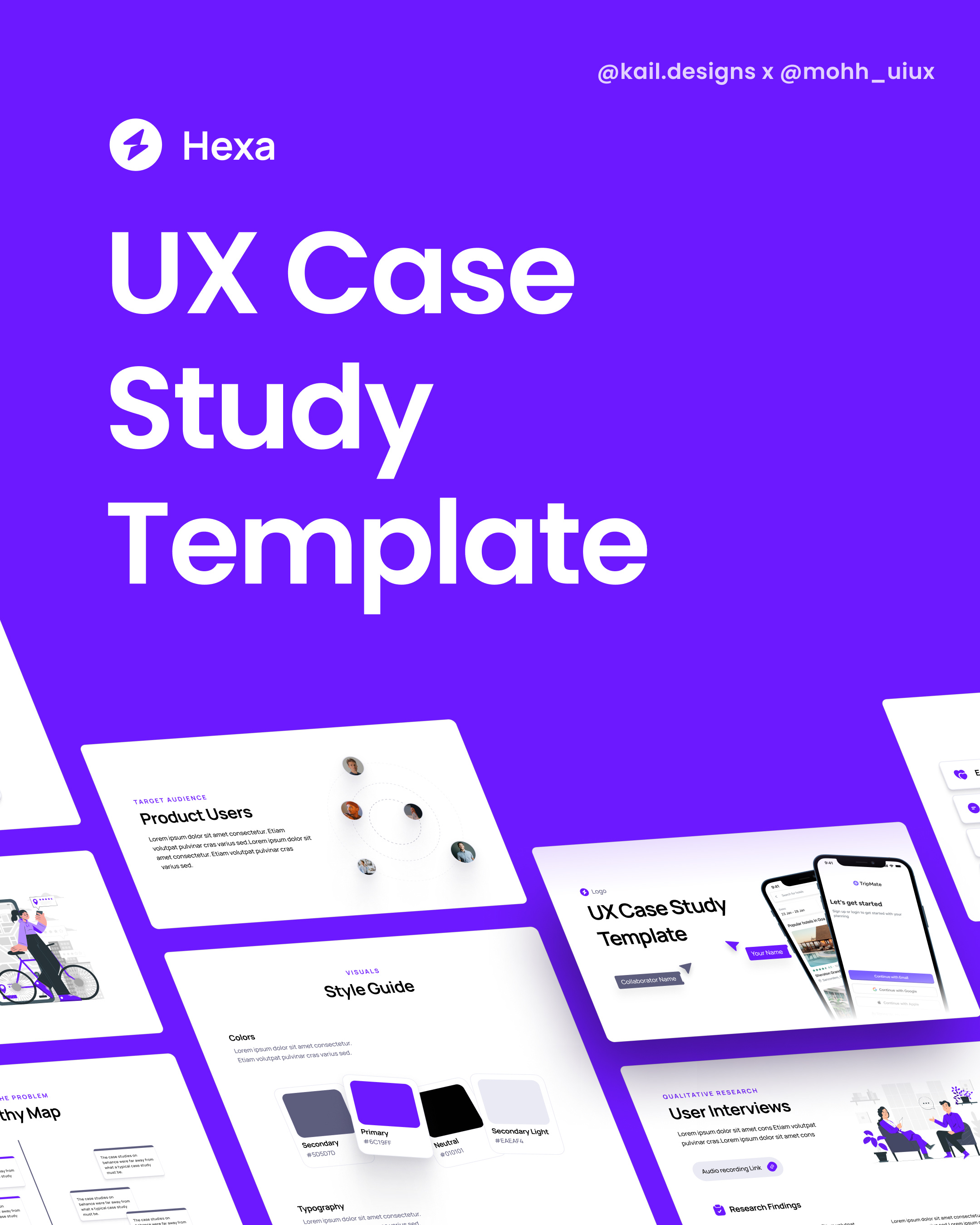 Hexa - UX Case Study Template branding case study portfolio template ui ux