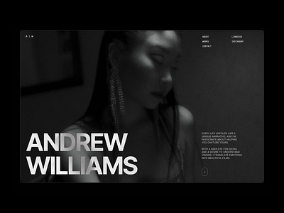 Andrew Williams animations dark design interactions personal photographer portfolio projects ui ux video videographer web design website work