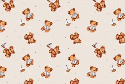 Sailor Teddy bear pattern baby collection baby design baby pattern bears branding cute design illustration kids patter pattern seamless patter teddy bear