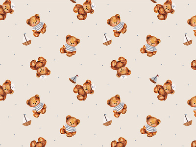 Sailor Teddy bear pattern baby collection baby design baby pattern bears branding cute design illustration kids patter pattern seamless patter teddy bear