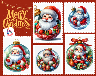 Clipart of Santa Claus in a ball adobe photoshop canva christmas clipart creative design design digital art graphic design illustration